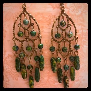 Green chandelier BoHo earrings St. Patrick’s Day